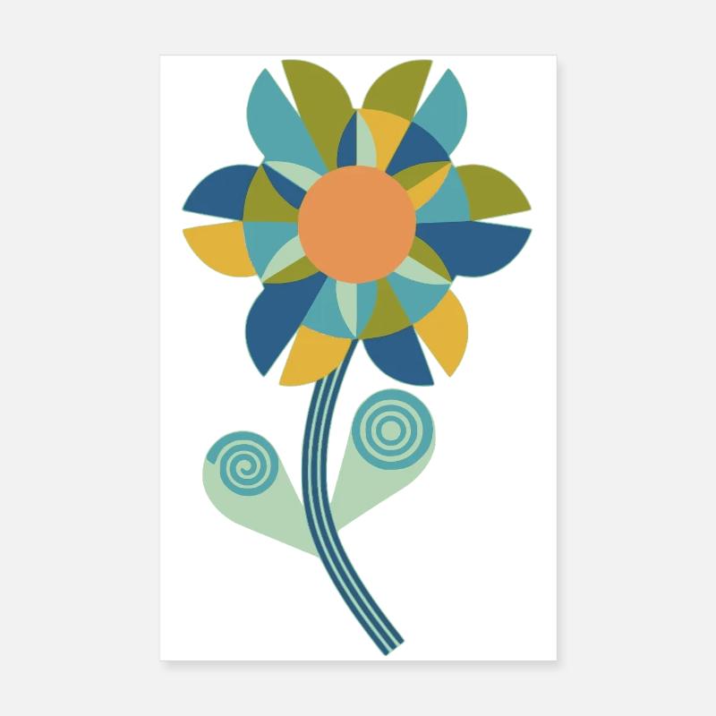 Graphic floral pattern in warm colours Poster 8" x 12" (20x30 cm)