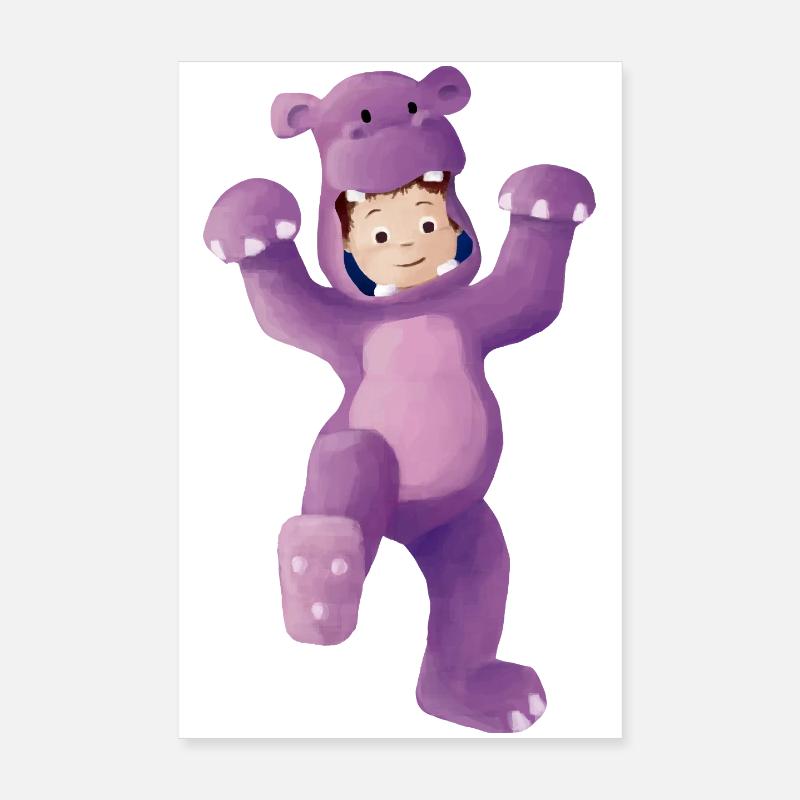 Boy dressed as a hippopotamus - Poster 8" x 12" (20x30 cm) - white