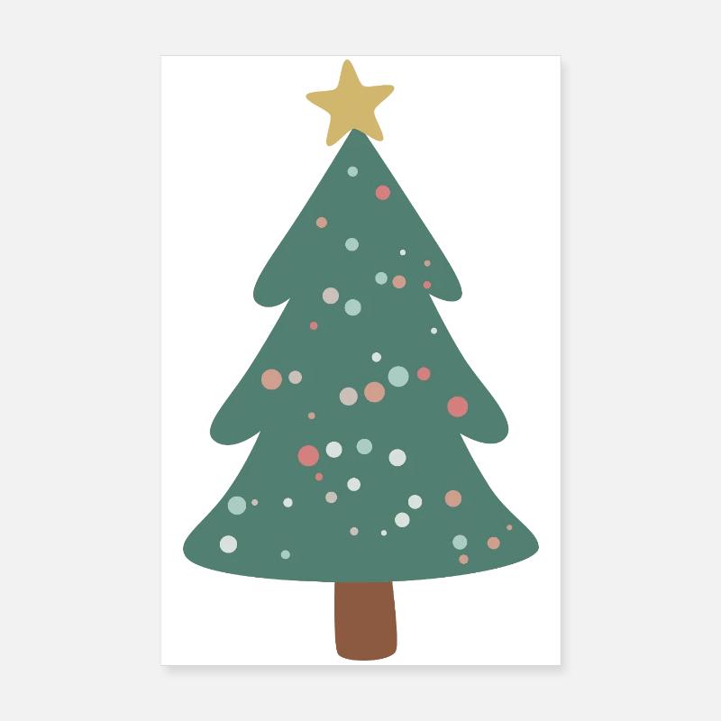Sapin de Noël vert forêt avec des points Poster 20 x 30 cm