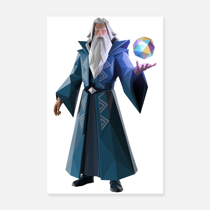 Wise Wizard - Cooles Low-Poly-Logo Poster 20x30 cm