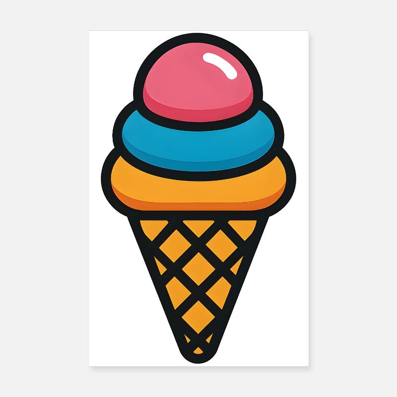Glace en cornet aux couleurs de l’été Poster 20 x 30 cm
