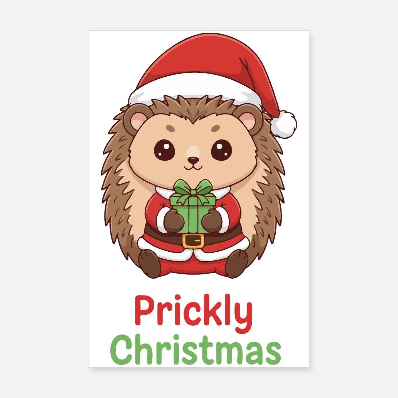Prickly Christmas Hedgehog Poster 8" x 12" (20x30 cm)