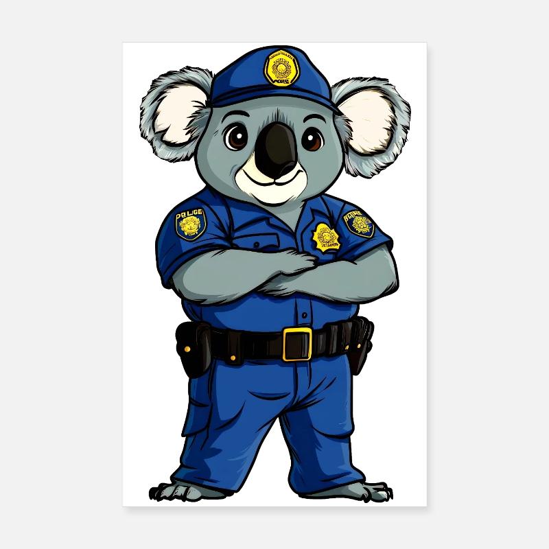 Koala Policeman / Koala Bear Poster 8" x 12" (20x30 cm)