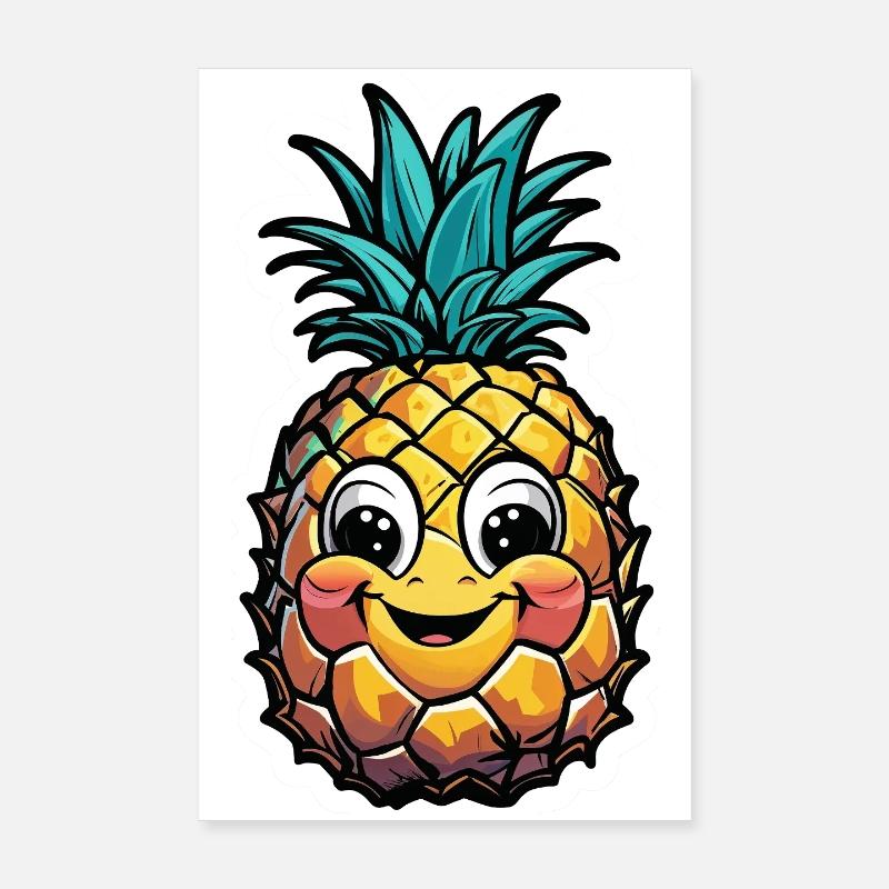 Ananas souriant Poster 20 x 30 cm