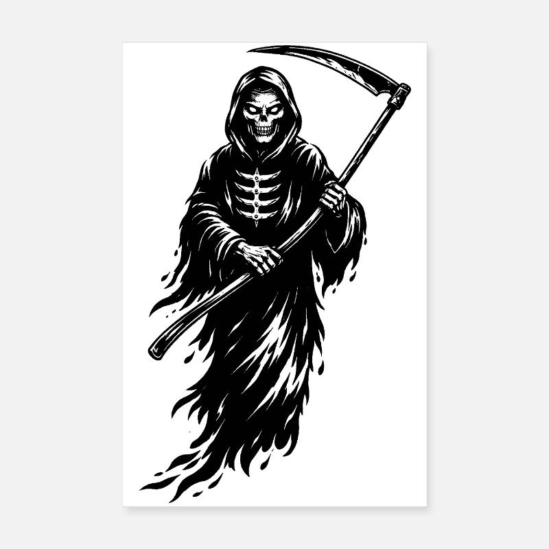 Düsterer Sensenmann Skull im Dark Style  Poster 20x30 cm