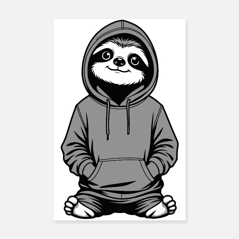 Sweat à capuche Slow-Chill Sloth Poster 20 x 30 cm