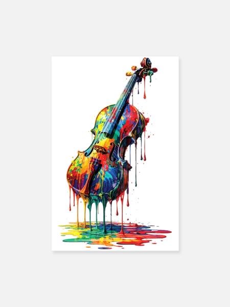 Violin with dripping paint - Poster 8" x 12" (20x30 cm) - white - Front