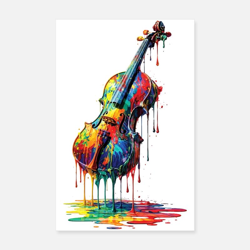 Geige mit tropfender Farbe Poster 20x30 cm