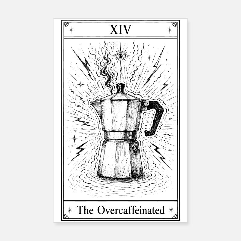 Caffeinated | Coffee Tarot Humor Poster 8" x 12" (20x30 cm)