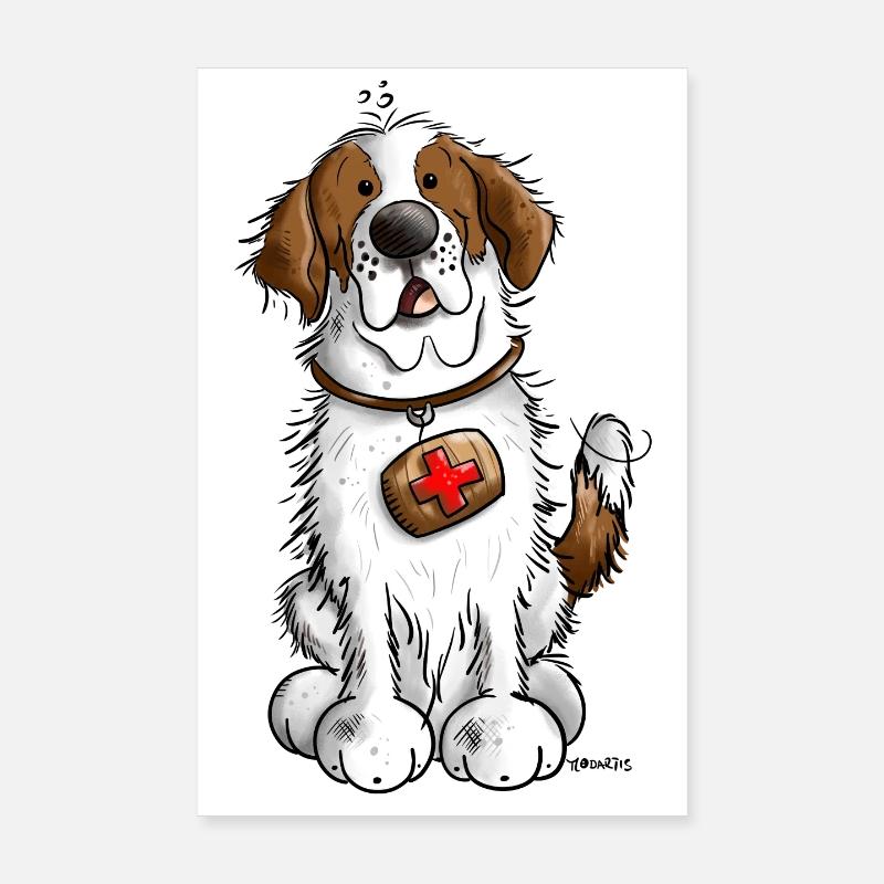Cute Saint Bernard Dog Poster 8" x 12" (20x30 cm)