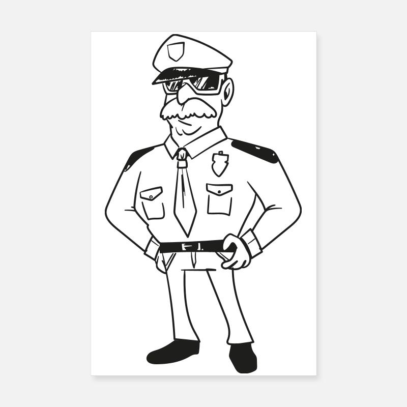 Policier - Poster 20 x 30 cm - blanc