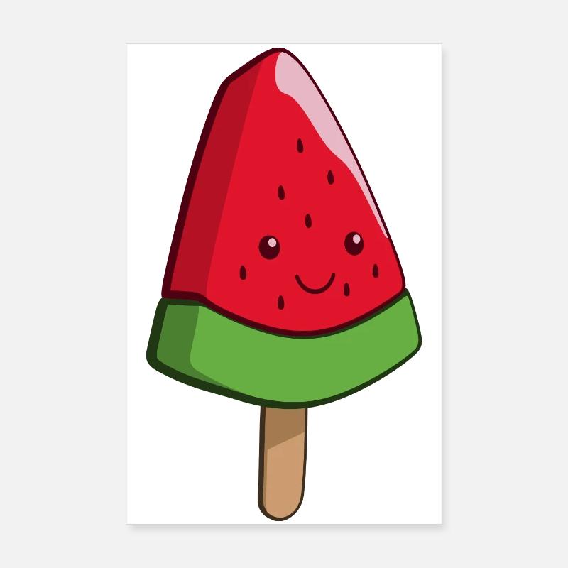 Wassermelonen Eiskunst am Stiel - Poster 20x30 cm - Weiß