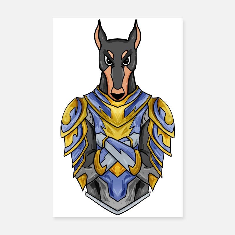 Knight dog dog breed Doberman with armor Poster 8" x 12" (20x30 cm)
