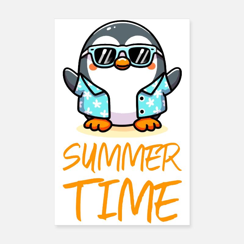 Penguin Summer Time Poster 8" x 12" (20x30 cm)