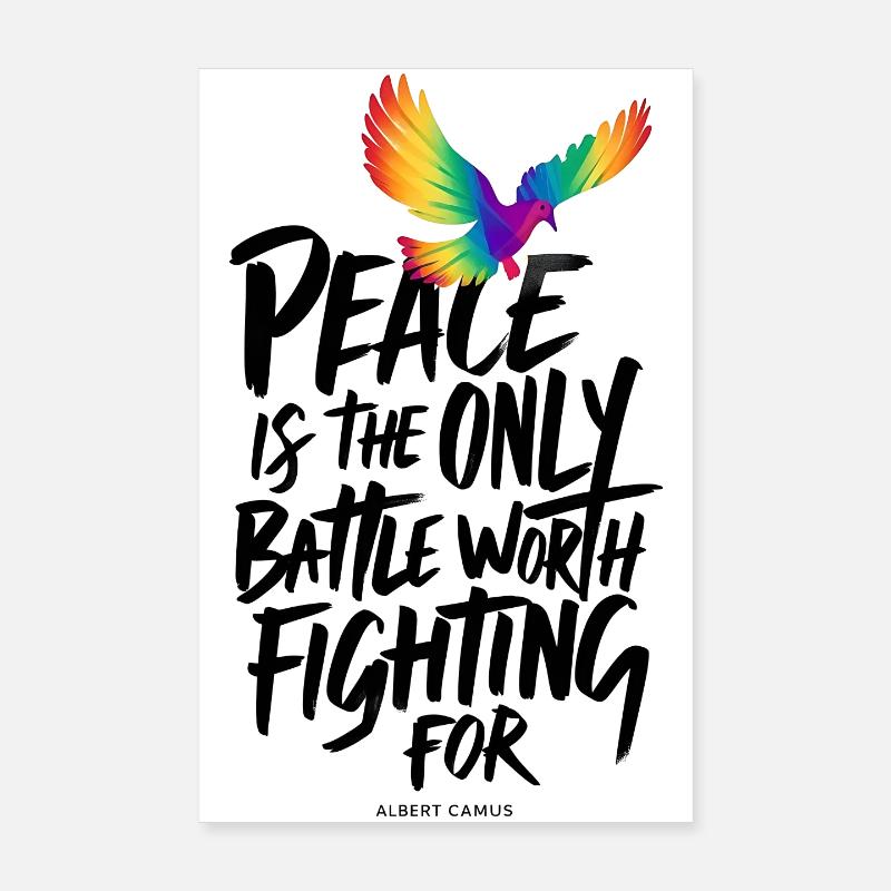 Fiery Rainbow Dove with Peace Text Poster 8" x 12" (20x30 cm)