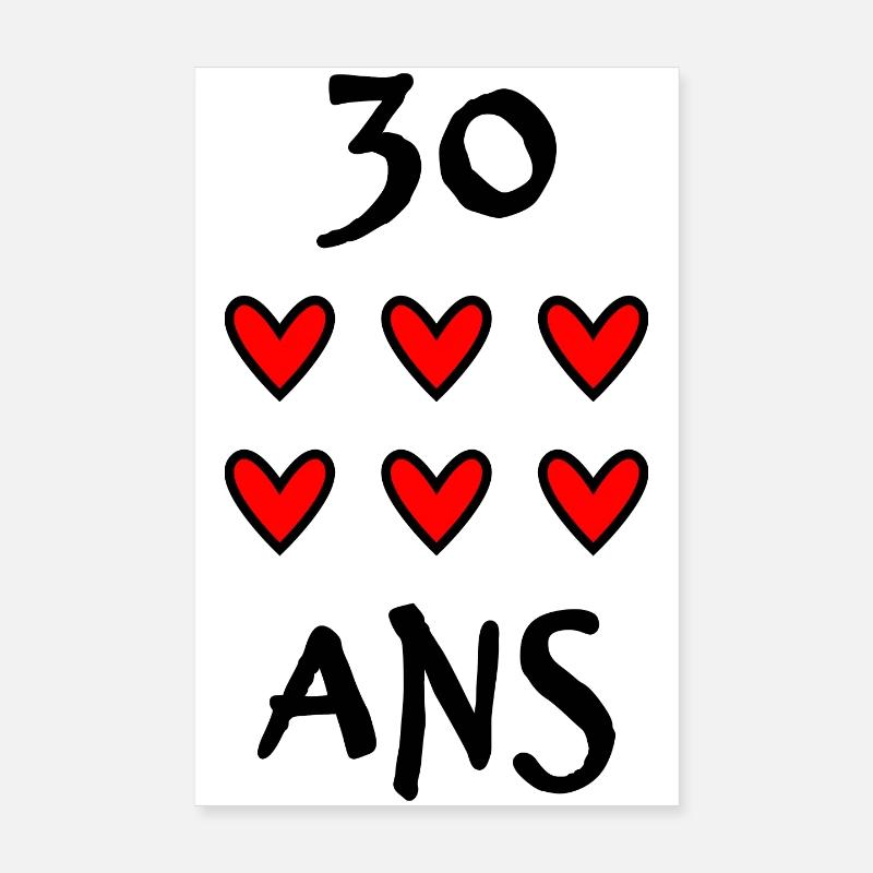 30. 30 ANS. 30e ANNIVERSAIRE. ANNIVERSAIRE 30 ANS. Poster 20 x 30 cm