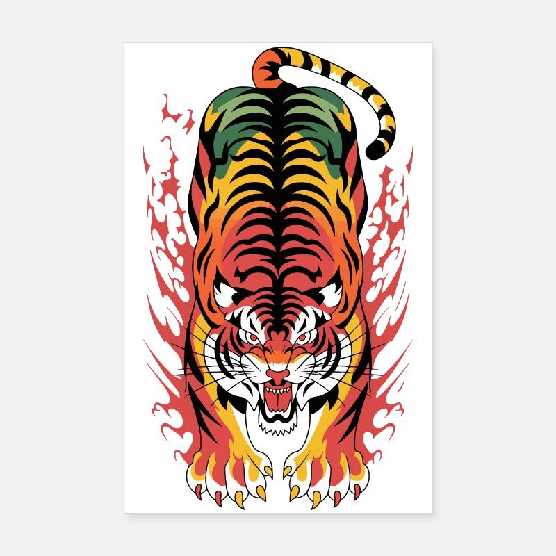 Blazing Tiger Flame Splash Poster 8" x 12" (20x30 cm)