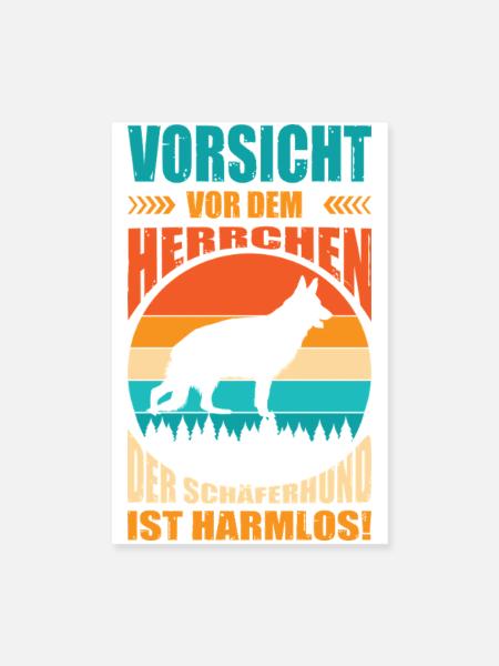 Schäferhund Geschenke Hund Herrchen Gassi - Poster 20x30 cm - Weiß - Vorne