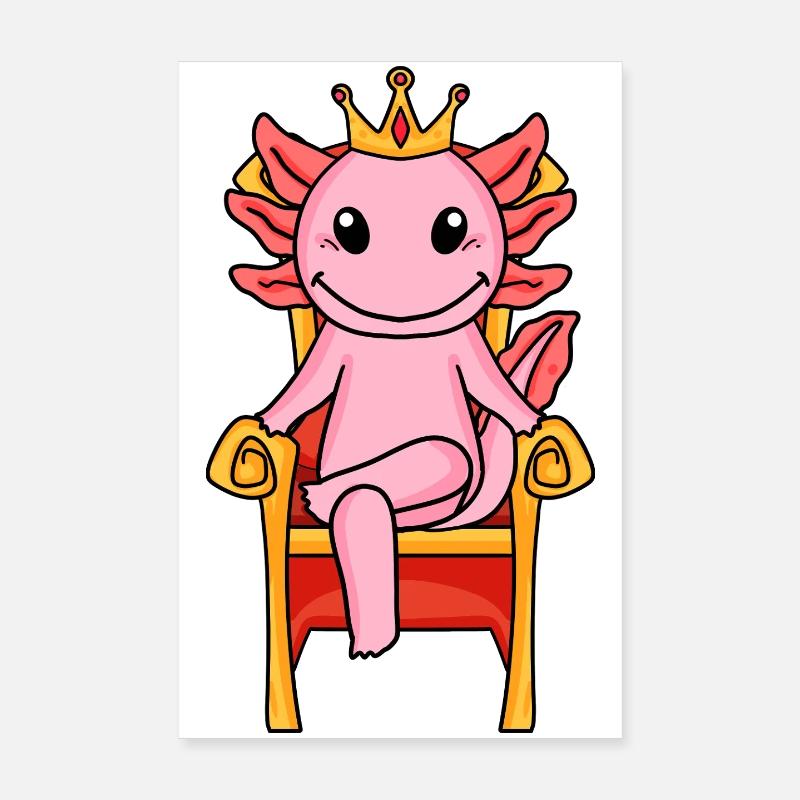 Axolotl King on Throne Poster 8" x 12" (20x30 cm)