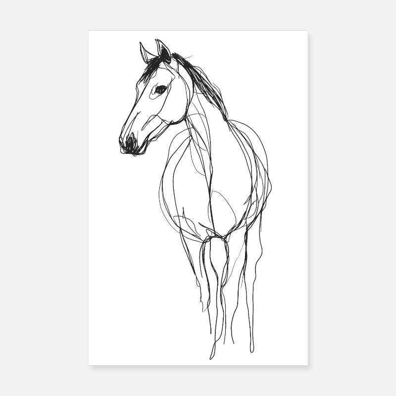 Cheval Line Art Poster 20 x 30 cm