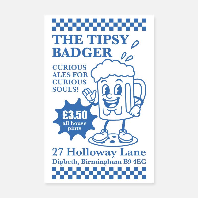 Mascotte The Tipsy Badger Poster 20 x 30 cm
