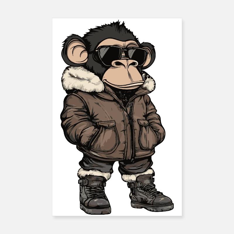 Affe Cool Winter Poster 20x30 cm
