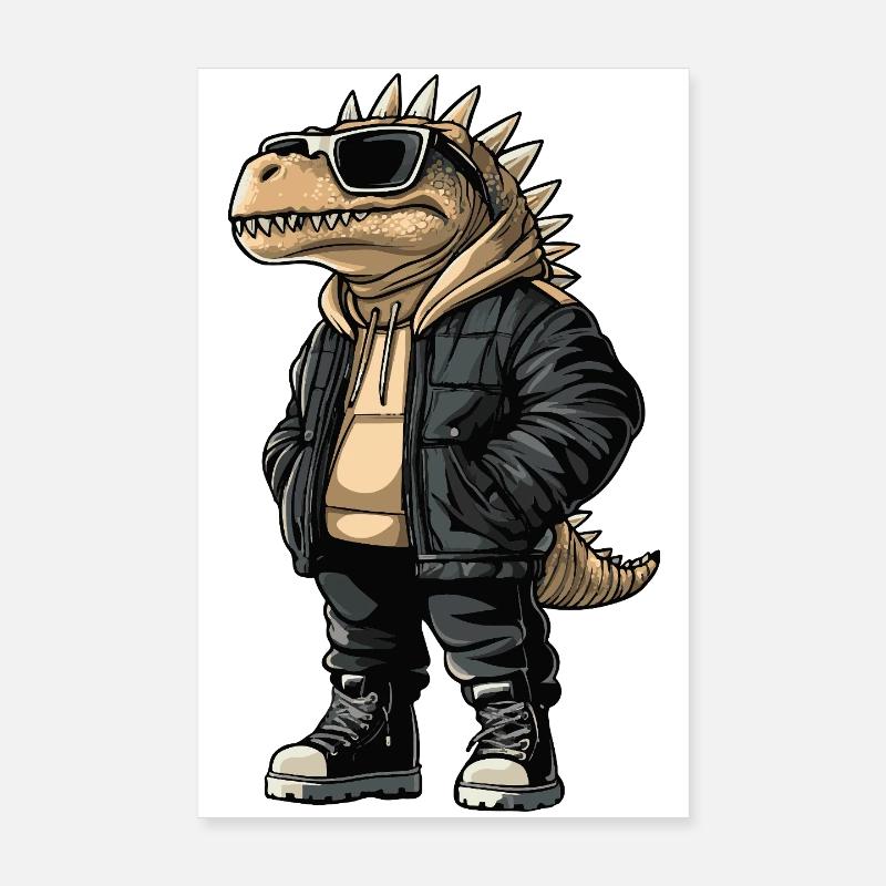 Dinosaur stegosaurus Cool Winter Poster 8" x 12" (20x30 cm)