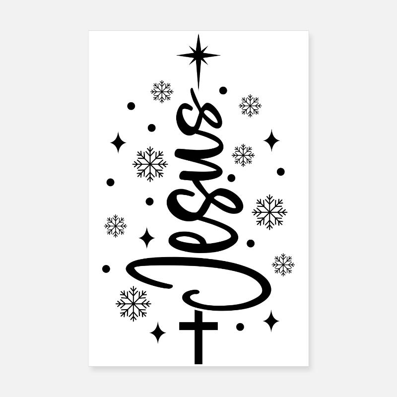 Jesus Weihnachtsbaum – Christlicher Weihnachtsbaum - Poster 20x30 cm - Weiß