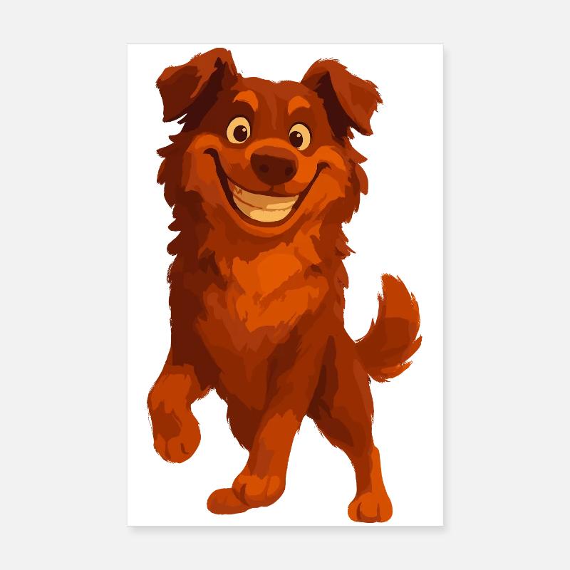 Australian Shepherd Cartoon Grin - Poster 8" x 12" (20x30 cm) - white