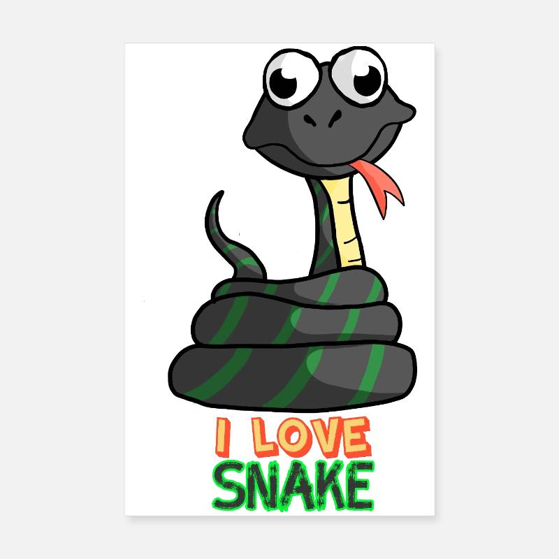 Dessin animé Serpent J’adore Serpent Animal de compagnie Serpent Serpent Poster 20 x 30 cm