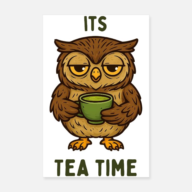 Schlafende Eule Teezeit Poster 20x30 cm