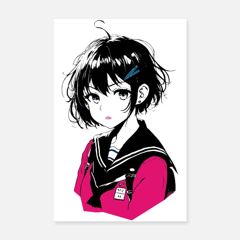 Manga Mädchen Pink Sailor Uniform Poster 20x30 cm