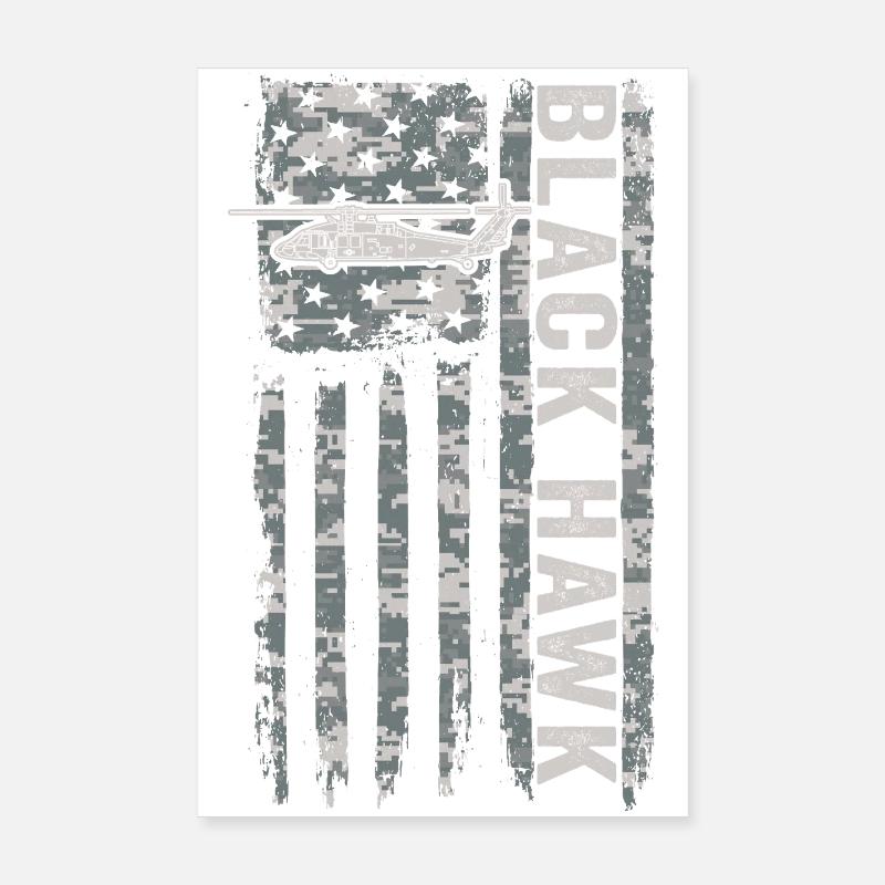 Hélicoptère militaire Black Hawk avec American Poster 20 x 30 cm