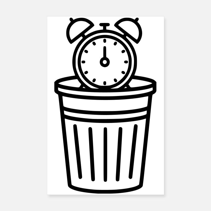 Alarm clock in the trash can time Poster 8" x 12" (20x30 cm)