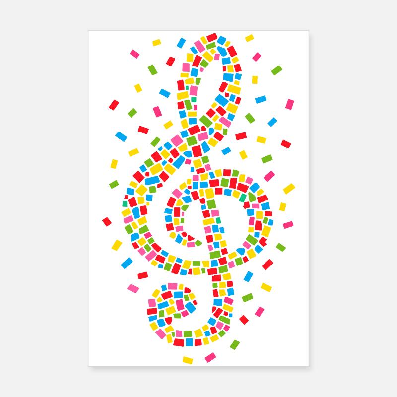 Musique de confettis de carnaval de Clef Poster 20 x 30 cm