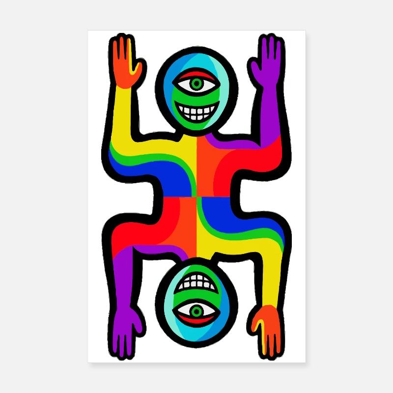 Regenbogen-Zwei-Gesichter-Figur Poster 20x30 cm