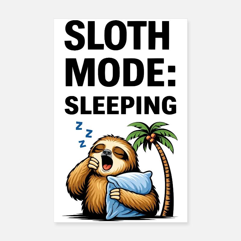 Sleepy Sloth Palm Night Poster 8" x 12" (20x30 cm)