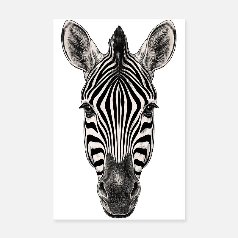 Zebra - Poster 20x30 cm - Weiß