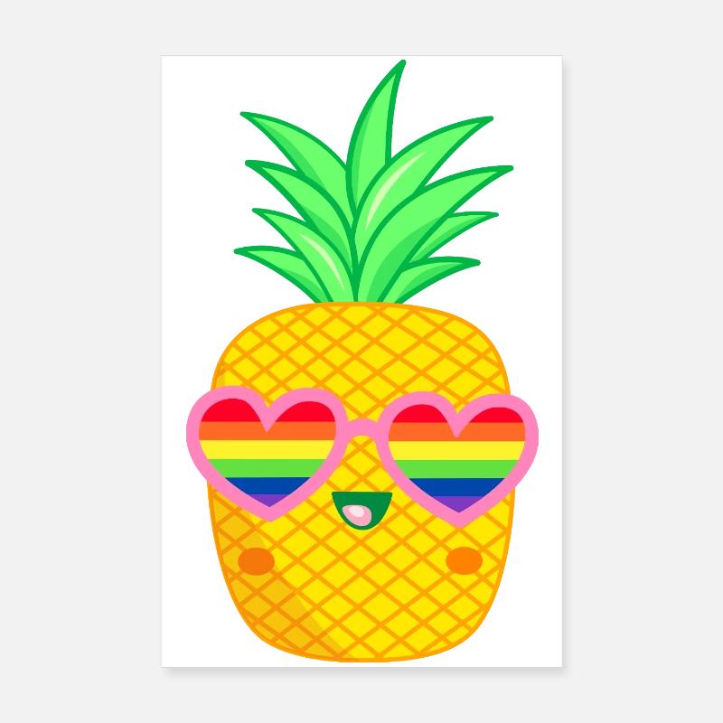 LGBTQ Pineapple Heart Glasses Rainbow Flag Poster 8" x 12" (20x30 cm)