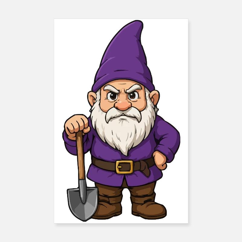 Gnome à la pelle – violet Poster 20 x 30 cm