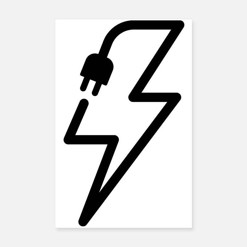 Electrician Lightning Plug Power Icon Poster 8" x 12" (20x30 cm)