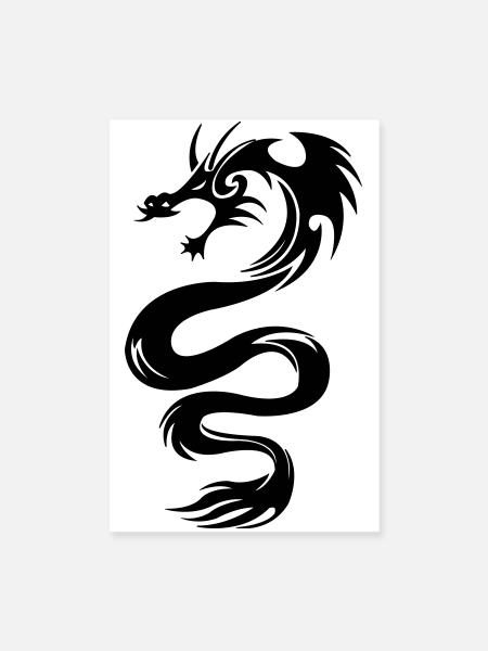 Drache - Poster 20x30 cm - Weiß - Vorne