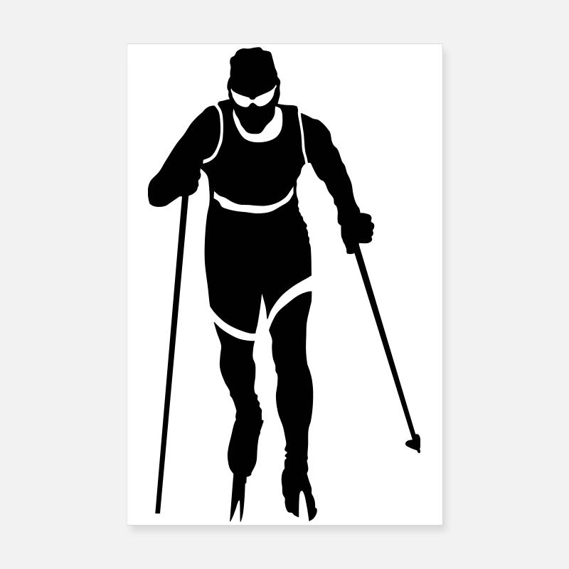 Ski Langlauf - Poster 20x30 cm - Weiß