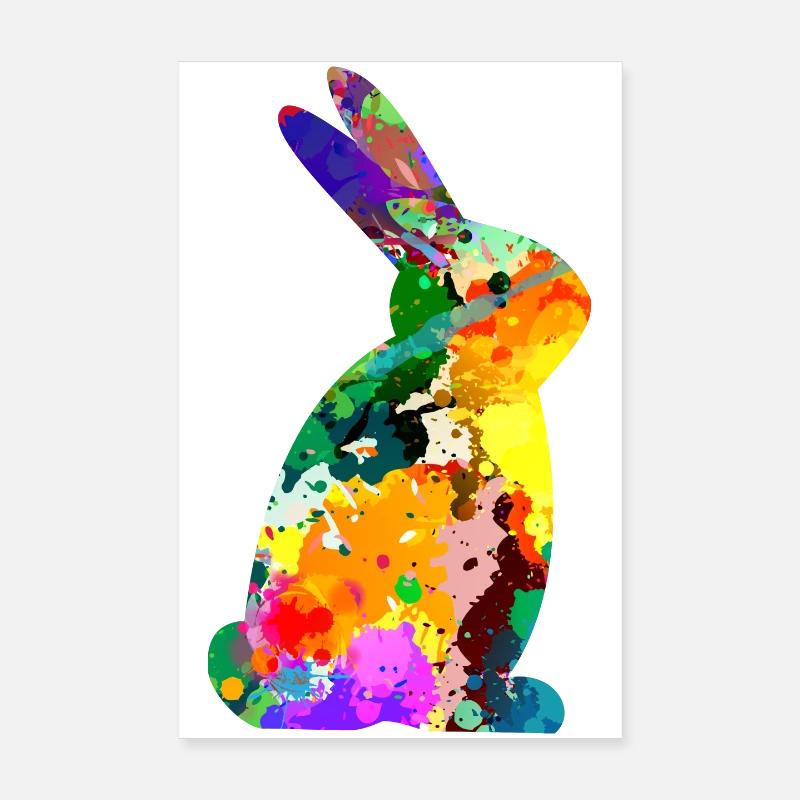 Cadeau coloré coloré lapin lapin de Pâques Poster 20 x 30 cm