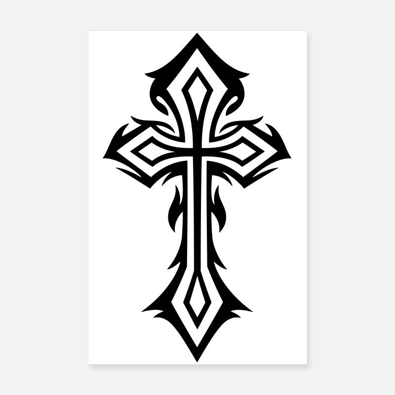 Cross, Crucifix, with thorns, gothic style. Poster 8" x 12" (20x30 cm)