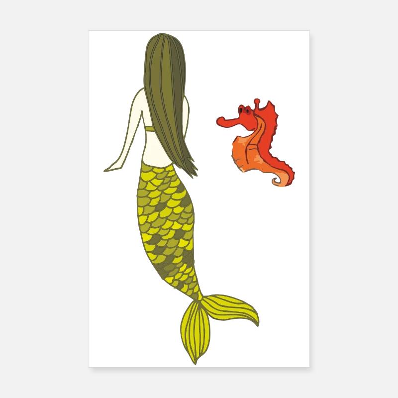 Date de sirène avec hippocampe Poster 20 x 30 cm