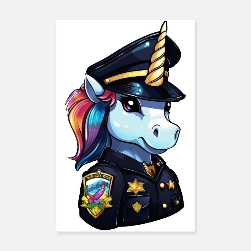Einhorn Polizei Poster 20x30 cm