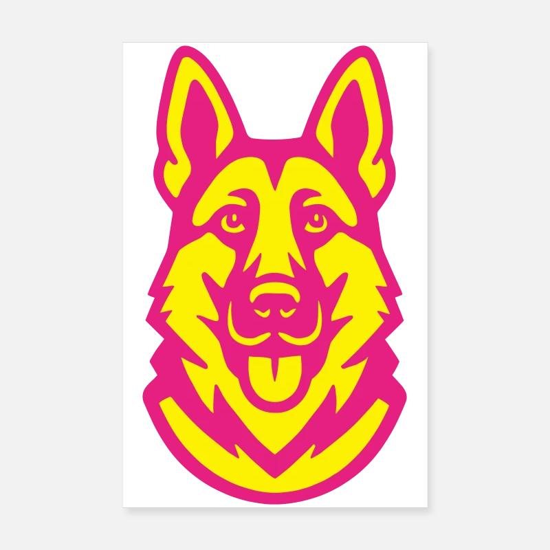 Schäferhund Pop-Art - Poster 20x30 cm - Weiß