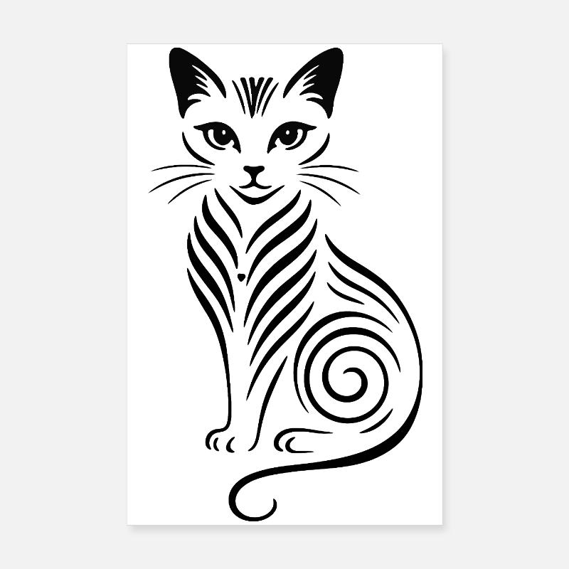 Silhouette de chat de nuit Poster 20 x 30 cm