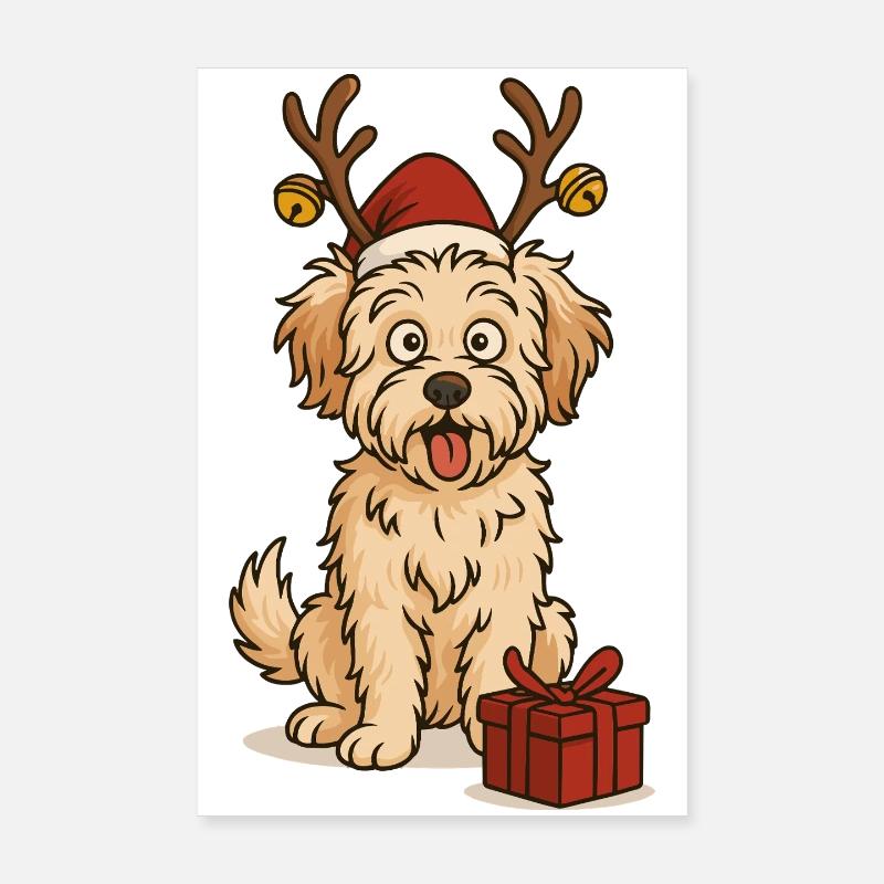 Maltipoo drôle de Noël Poster 20 x 30 cm